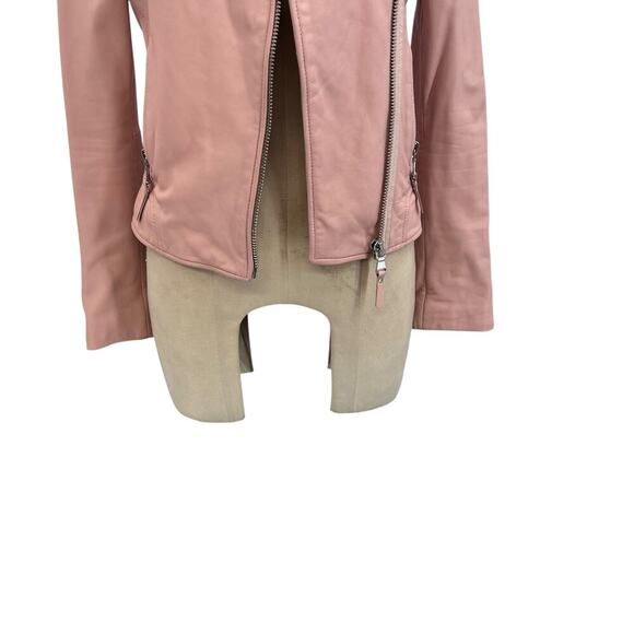 Dylan Gray Leather Moto Jacket Blush Pink Zip Front Size XS - Picture 4 of 16